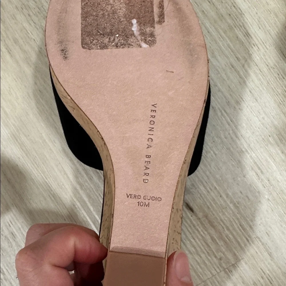Veronica Beard Dali Slip on Platform black and cork wedge sandal